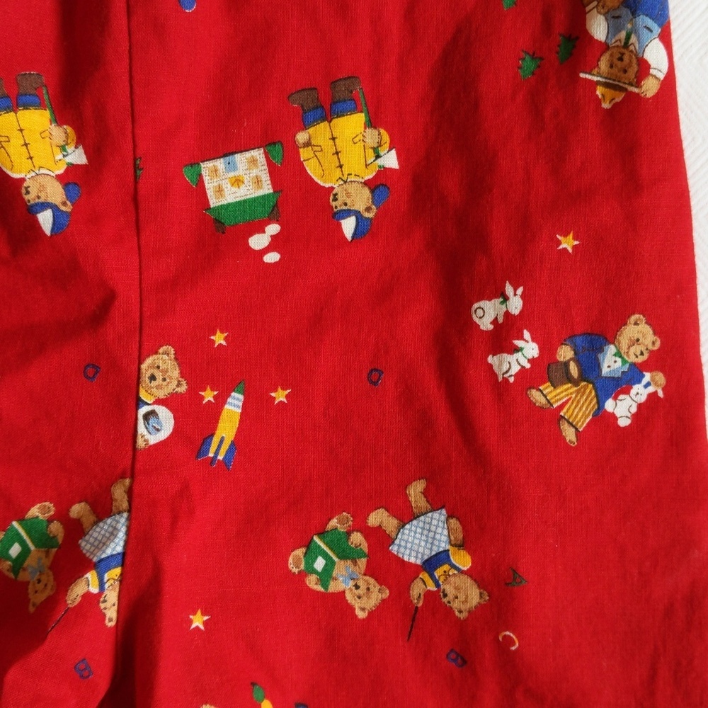 handmade vintage style bear print overalls jumpsuit 6 months baby unisex - Picture 2 of 10